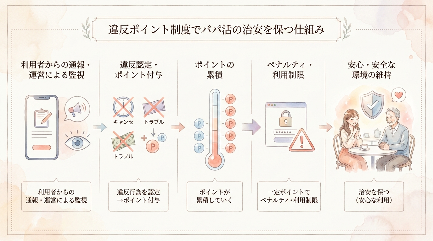 違反ポイント制度でパパ活の治安を保つ仕組み